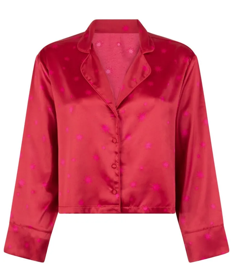 Satin Long-Sleeved Jacket - Red