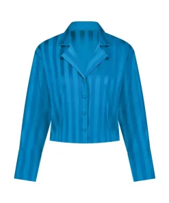 Satin Long-Sleeved Jacket - Blue