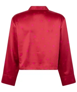 Satin Long-Sleeved Jacket - Red