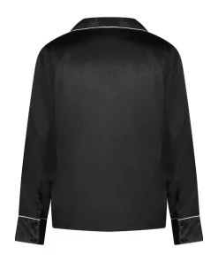 Satin Long-Sleeved Jacket - Black