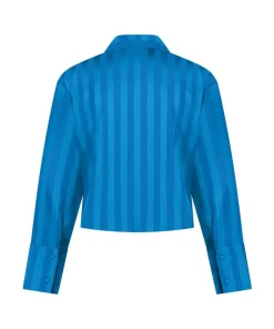 Satin Long-Sleeved Jacket - Blue