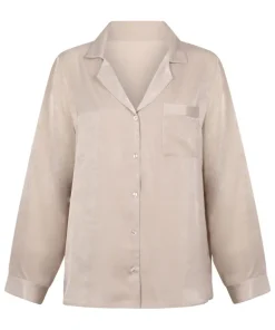 Satin Long-Sleeved Jacket - Beige
