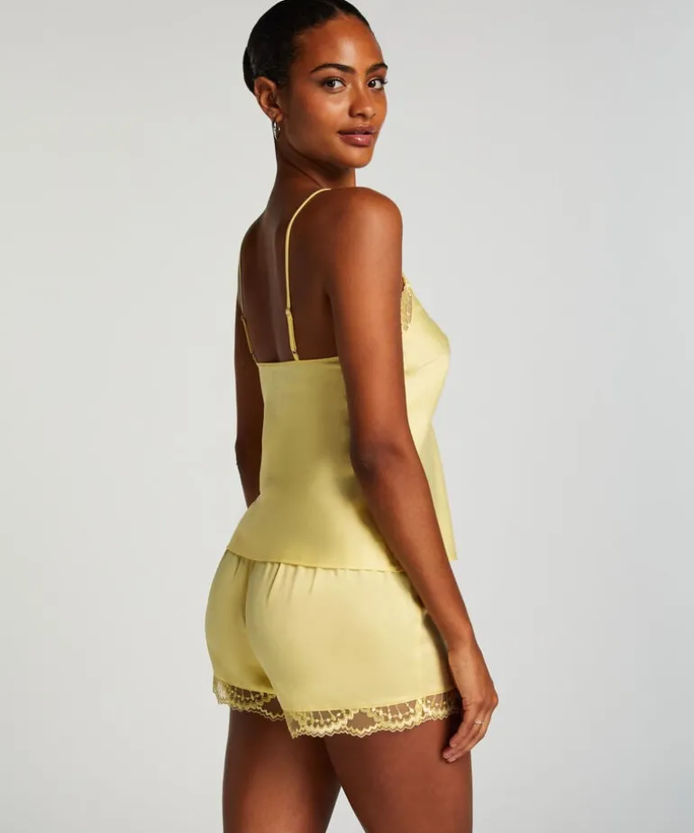 Satin pyjama shorts - Yellow