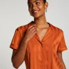 Satin Short-Sleeved Jacket - Orange