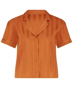 Satin Short-Sleeved Jacket - Orange