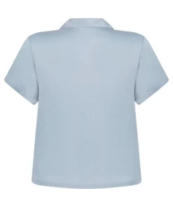 Satin Short-Sleeved Jacket - Blue