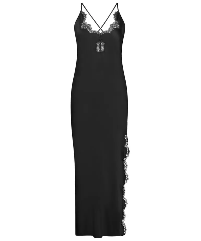 Satin Slip Dress - Black