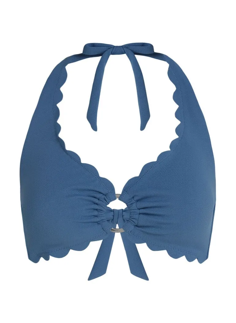 Scallop Halter Bikini Top - Blue