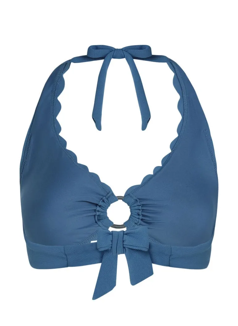 Scallop Halter Bikini Top - Blue