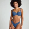 Scallop High-Leg Bikini Bottoms - Blue