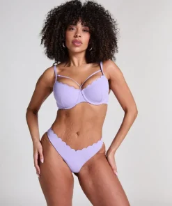 Scallop High-Leg Bikini Bottoms - Purple