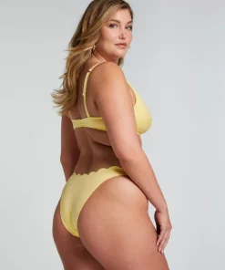 Scallop High-Leg Bikini Bottoms - Yellow