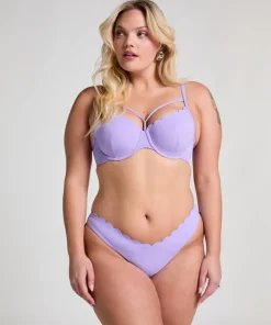 Scallop High-Leg Bikini Bottoms - Purple