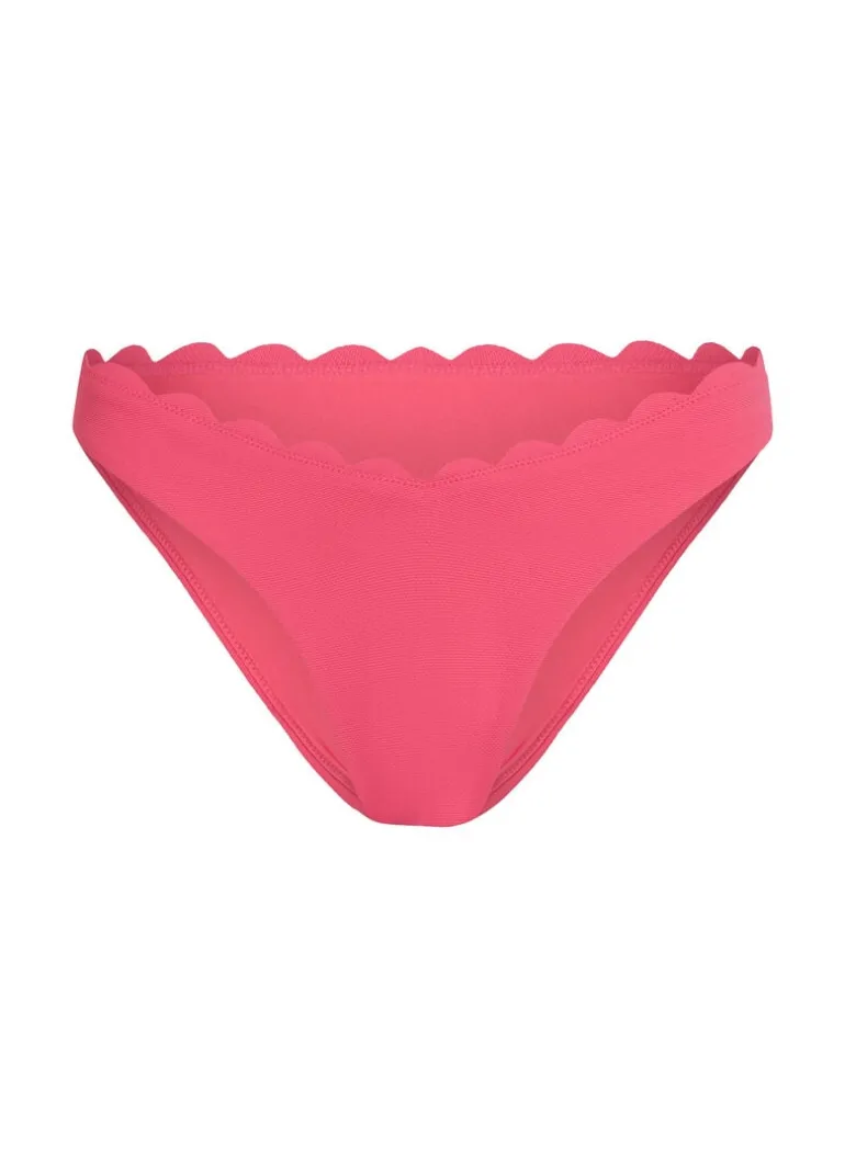 Scallop High-Leg Bikini Bottoms - Pink