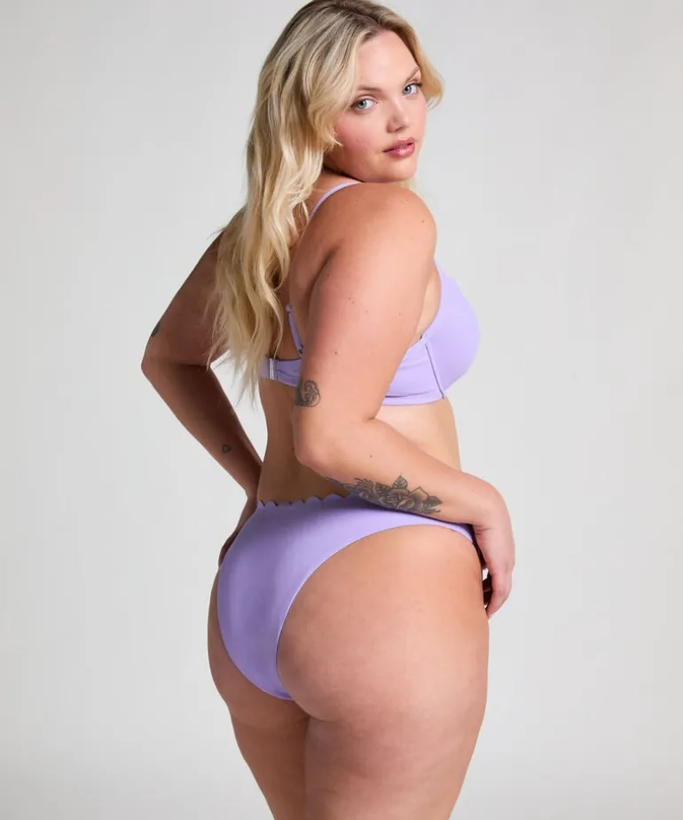 Scallop High-Leg Bikini Bottoms - Purple