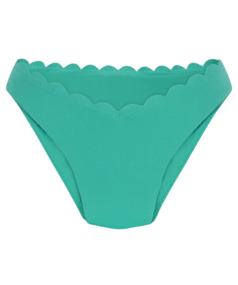 Scallop High-Leg Bikini Bottoms - Green