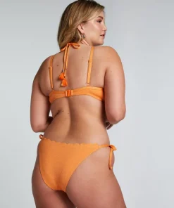 Scallop Lurex Bikini Top - Orange