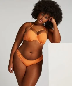 Scallop Lurex Bikini Top - Orange