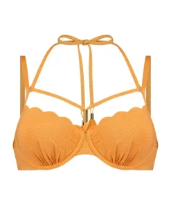 Scallop Lurex Bikini Top - Orange