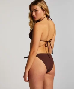 Scallop Lurex Cheeky Tanga Bikini Bottoms - Brown