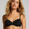 Scallop non-padded underwire bikini top - Black