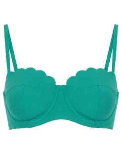 Scallop Padded Strapless Underwired Bikini Top Cup E + - Green
