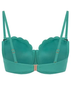 Scallop Padded Strapless Underwired Bikini Top Cup E + - Green