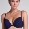 Scallop padded underwired bikini-top - Blue