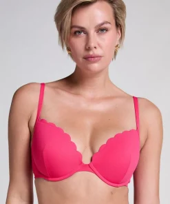 Scallop padded underwired bikini-top - Pink
