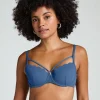 Scallop Padded Underwired Bikini Top - Blue