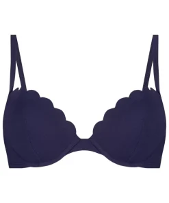 Scallop padded underwired bikini-top - Blue