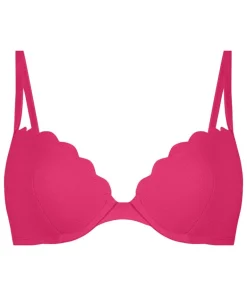 Scallop padded underwired bikini-top - Pink