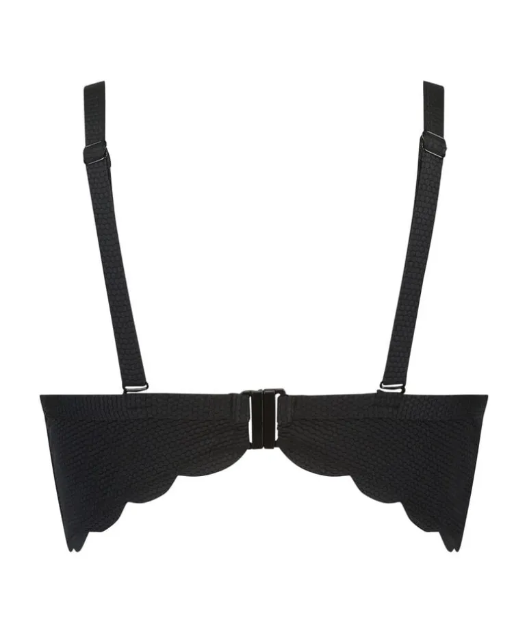 Scallop padded underwired bikini-top - Black