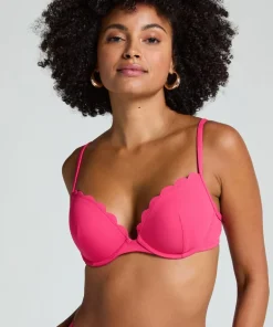 Scallop push-up underwired bikini top Cup A - E - Pink