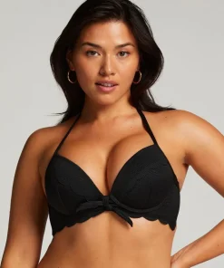 Scallop push-up underwired bikini top Cup A - E - Black