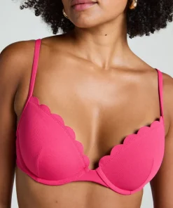Scallop push-up underwired bikini top Cup A - E - Pink
