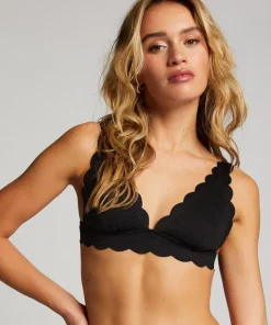 Scallop triangle bikini top - Black