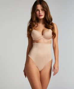 Sculpting scuba high waisted thong - Beige