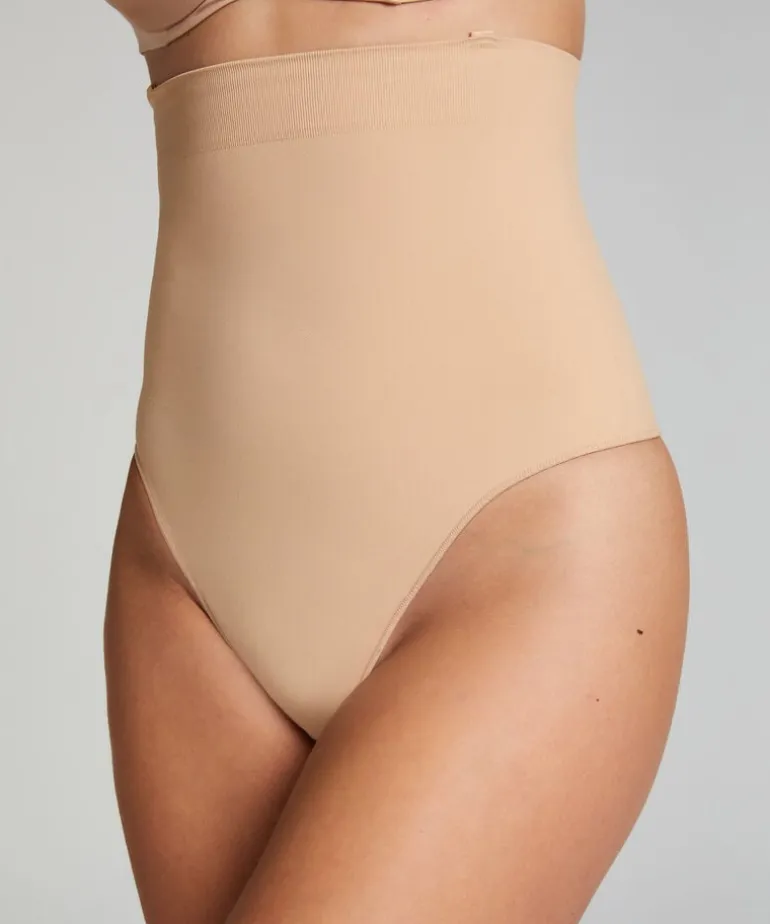 Seamless Enhancing High Waisted Thong - Beige