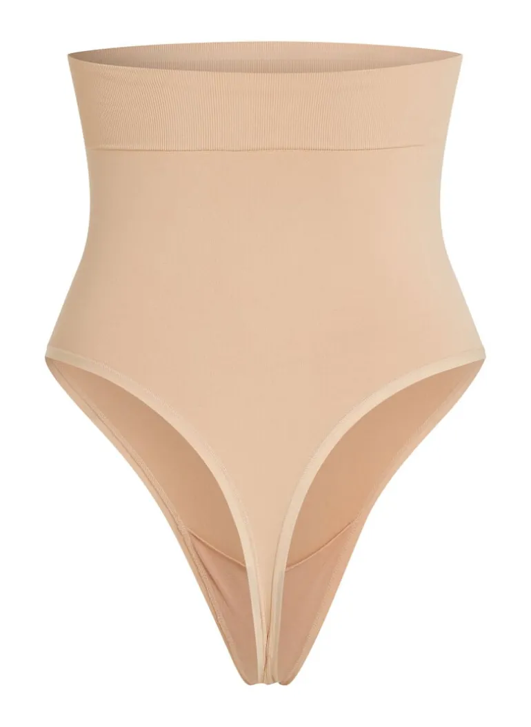 Seamless Enhancing High Waisted Thong - Beige
