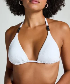 Seashell Triangle Bikini Top - White