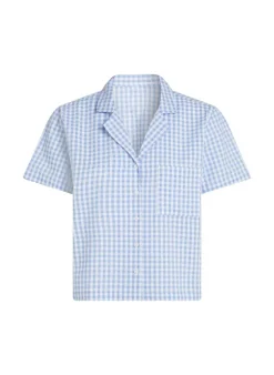Seersucker Short-Sleeved Jacket - Blue