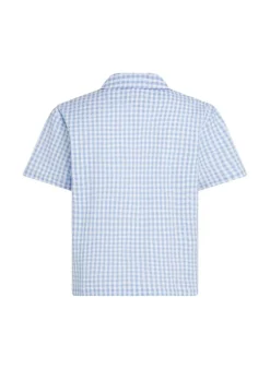 Seersucker Short-Sleeved Jacket - Blue