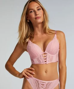 Selina Padded Push-Up Longline Underwired Bra - Pink