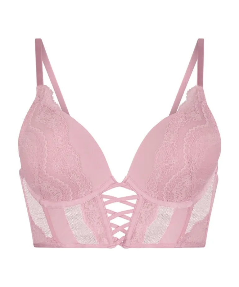 Selina Padded Push-Up Longline Underwired Bra - Pink