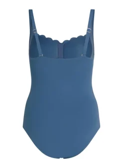 Shaping Scallop Swimsuit - Blue
