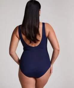 Shaping Shell Mesh Swimsuit - Blue