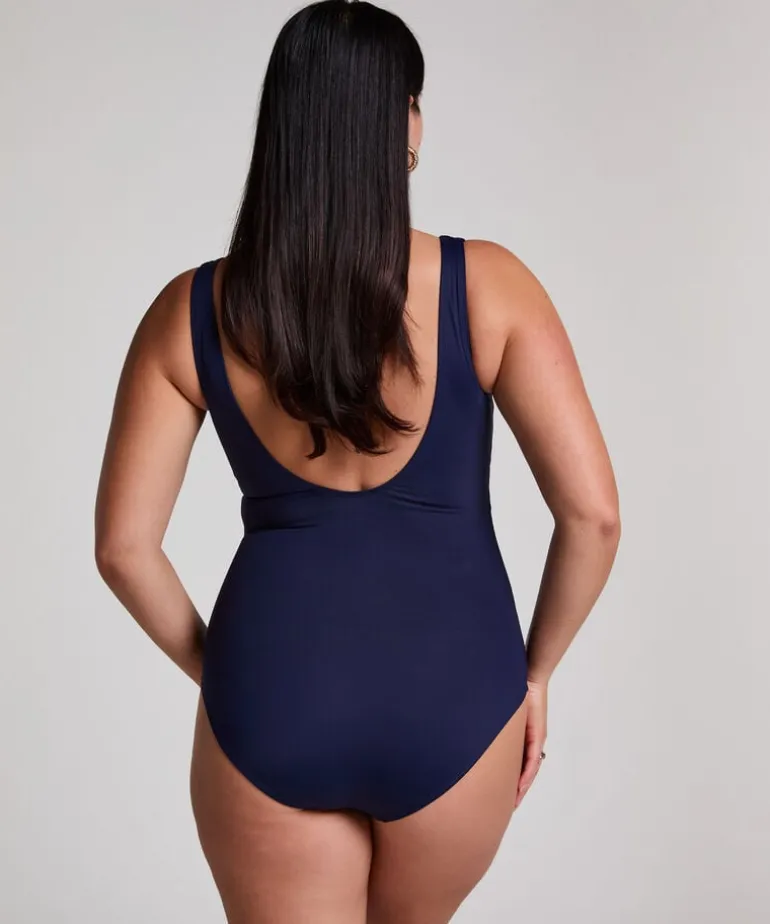 Shaping Shell Mesh Swimsuit - Blue