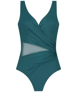 Shaping Shell Mesh Swimsuit - Green