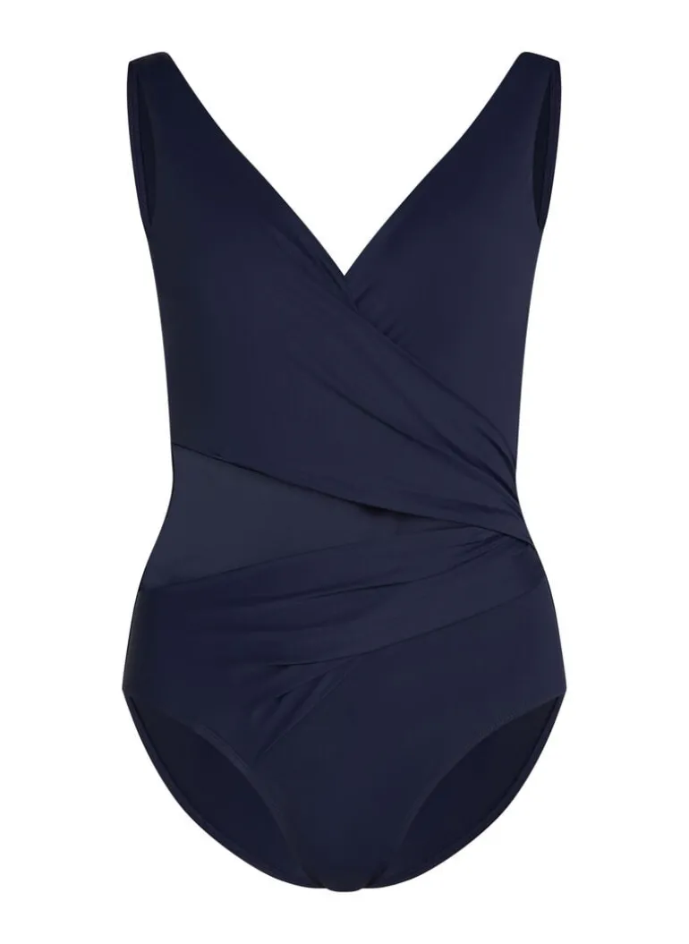 Shaping Shell Mesh Swimsuit - Blue